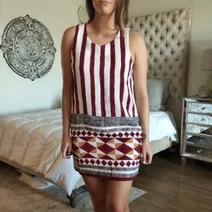 Striped + Geometric Print Dress